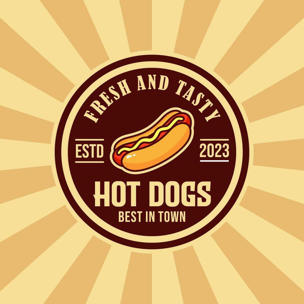 quente cachorro logotipo crachá modelo Projeto vetor