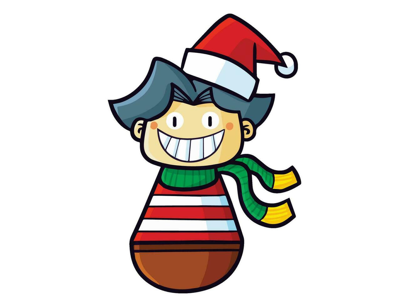 kawaii desenho animado personagem com uma santa chapéu em isto vetor