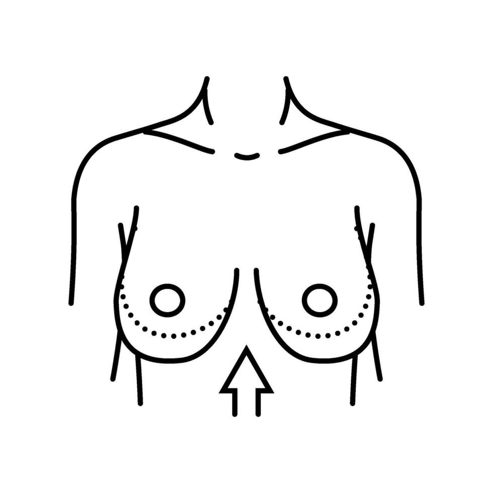 seio lift cirurgia linha ícone vetor ilustração