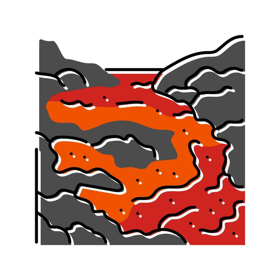 magma lava vulcão cor ícone vetor ilustração