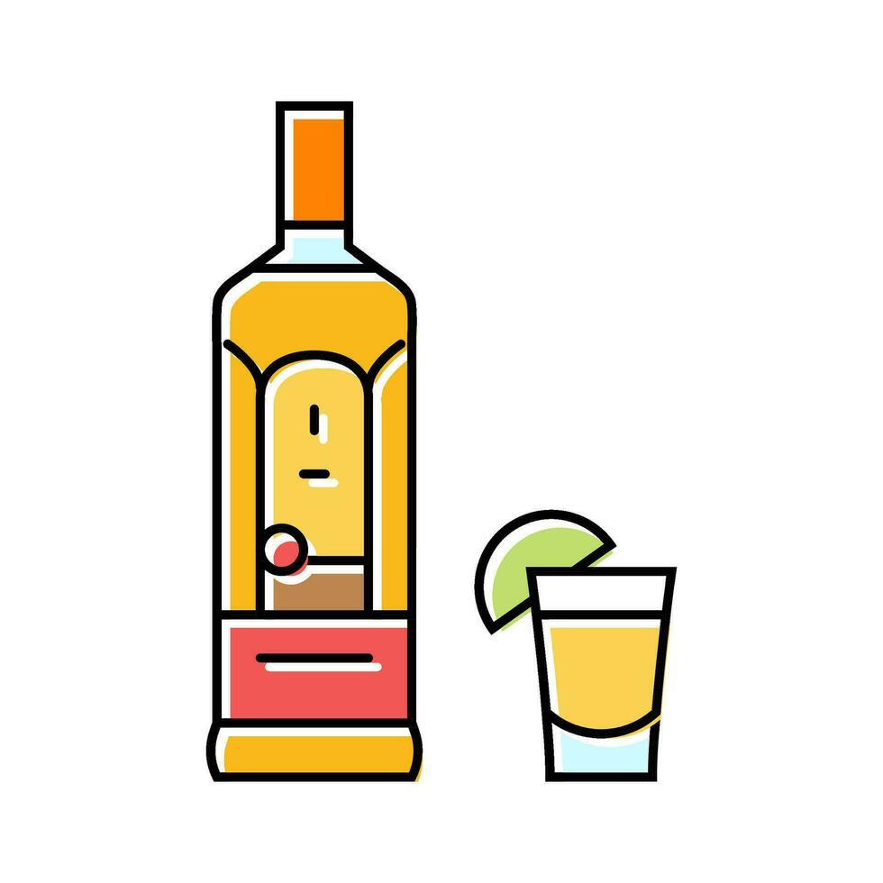 tequila beber garrafa cor ícone vetor ilustração