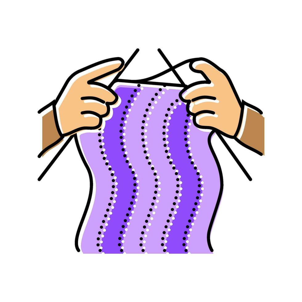 tricô mãos tricô lã cor ícone vetor ilustração