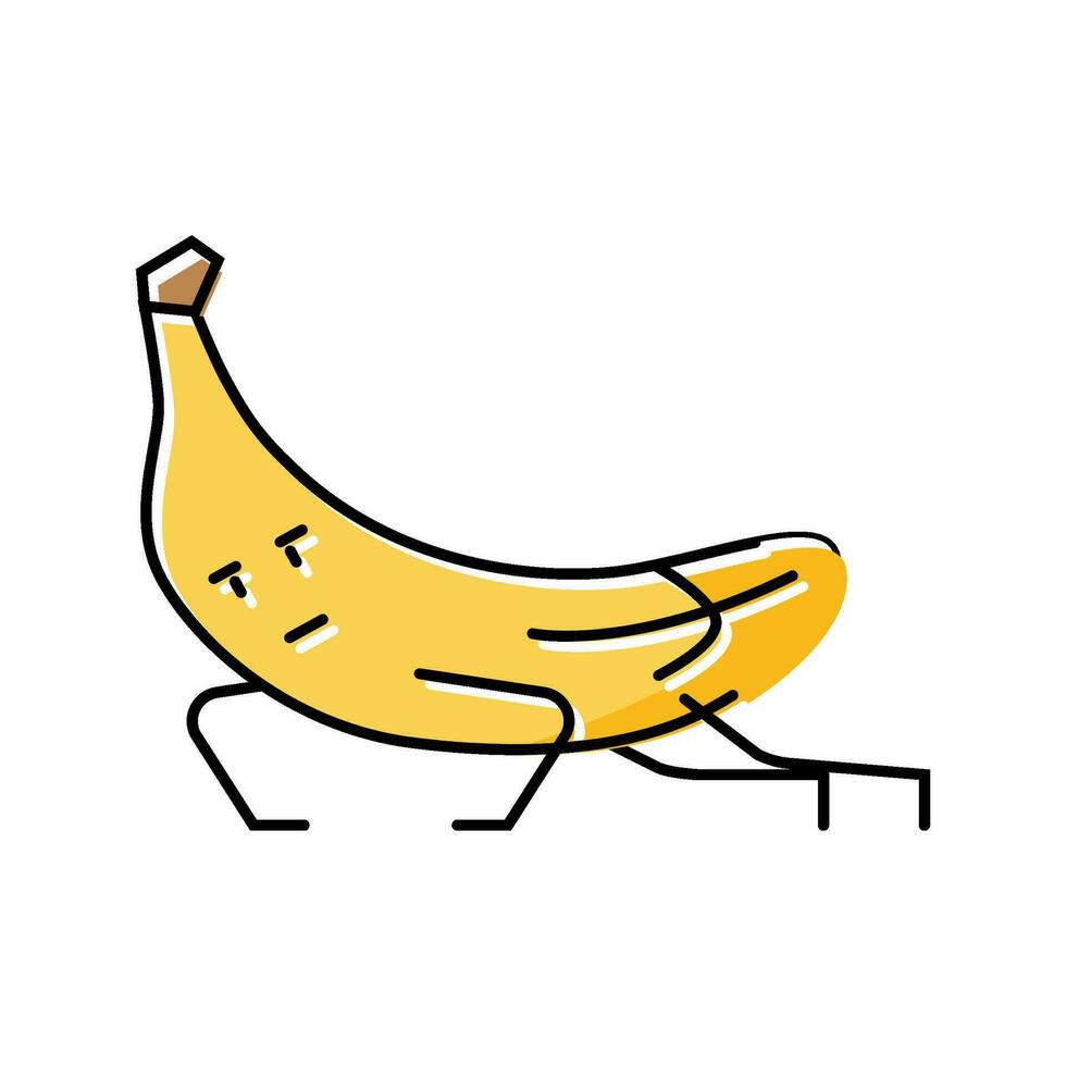 banana fruta ginástica personagem cor ícone vetor ilustração