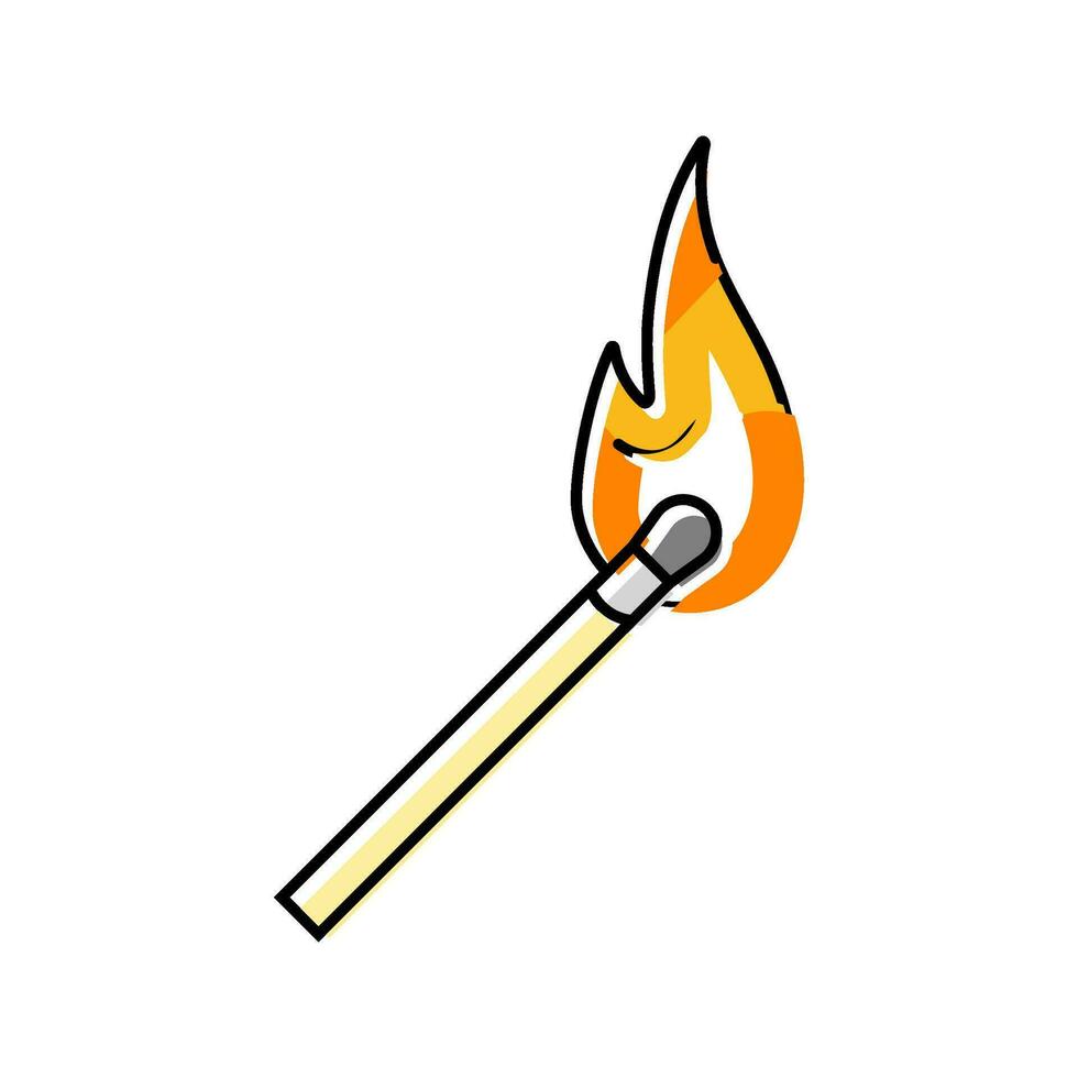 queimando palito de fósforo cor ícone vetor ilustração