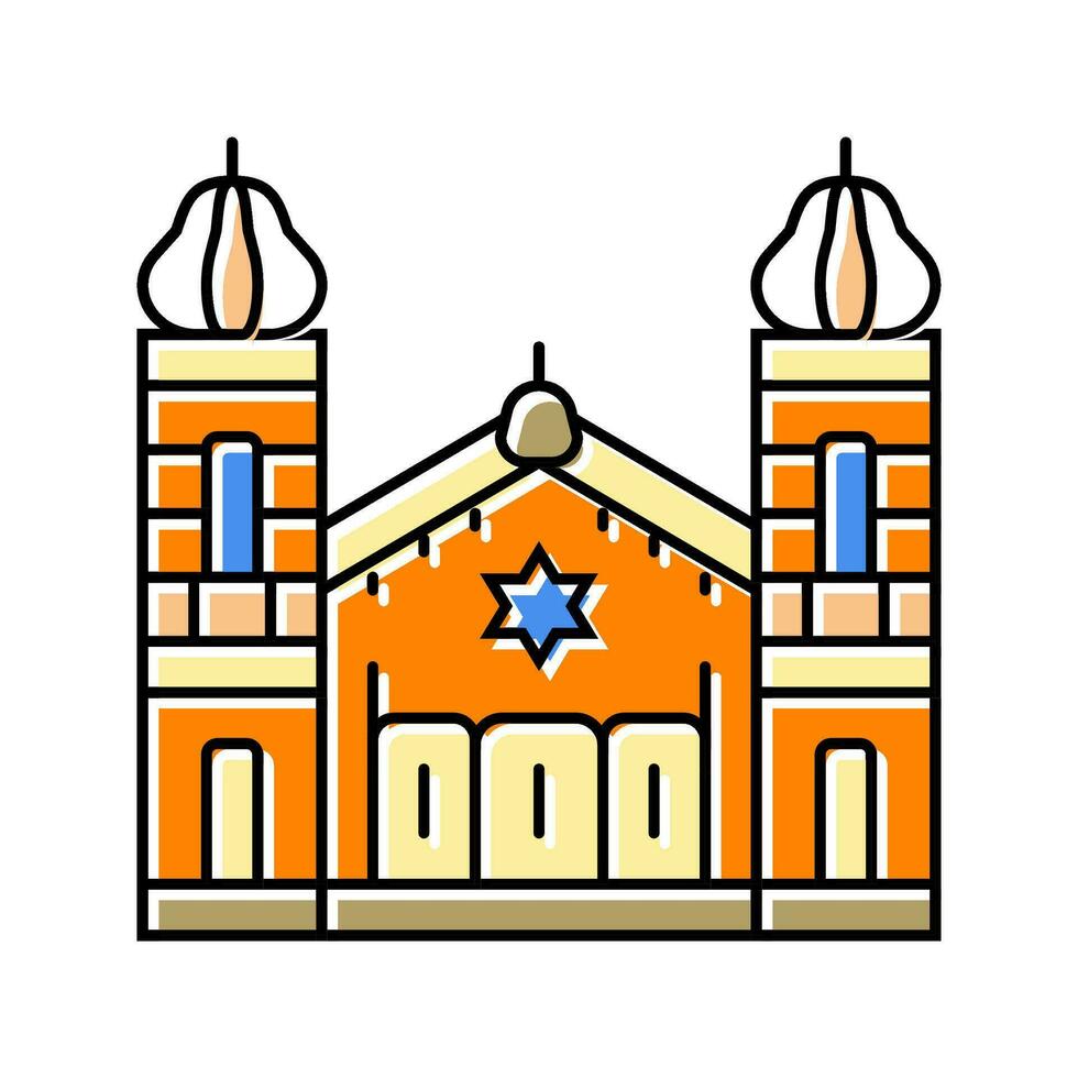 sinagoga construção judaico cor ícone vetor ilustração