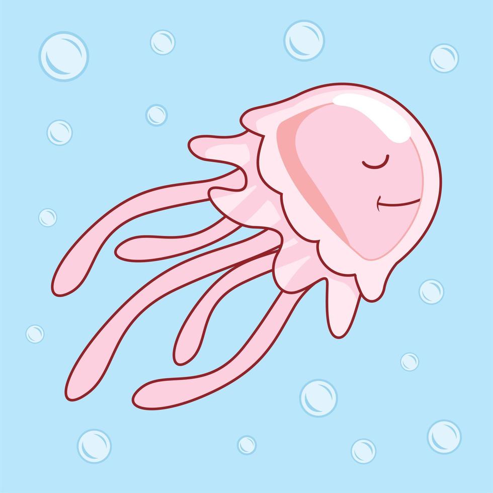 ilustrações fofas de desenhos animados de medusas vetor