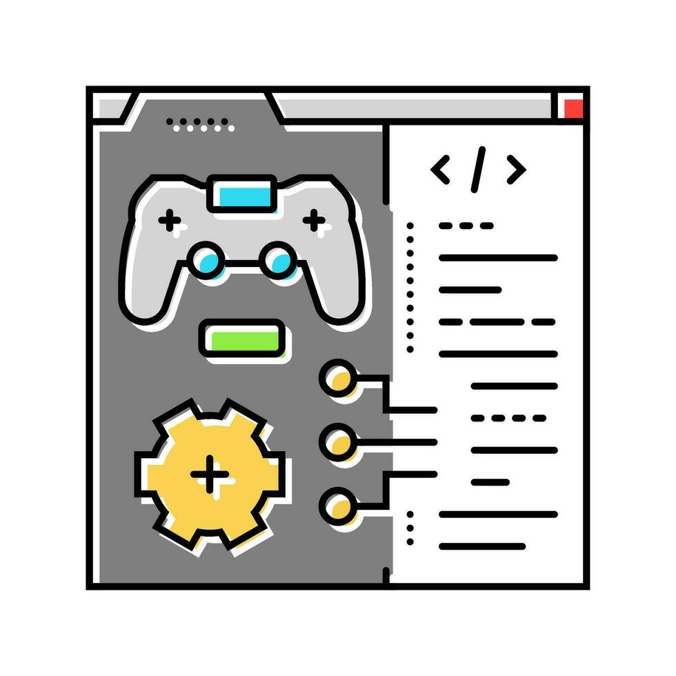 programação jogos desenvolvimento cor ícone vetor ilustração