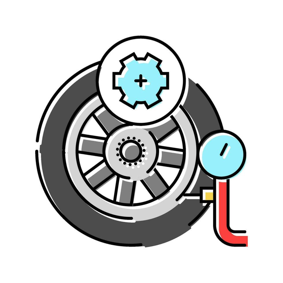 pneu manutenção carro mecânico cor ícone vetor ilustração