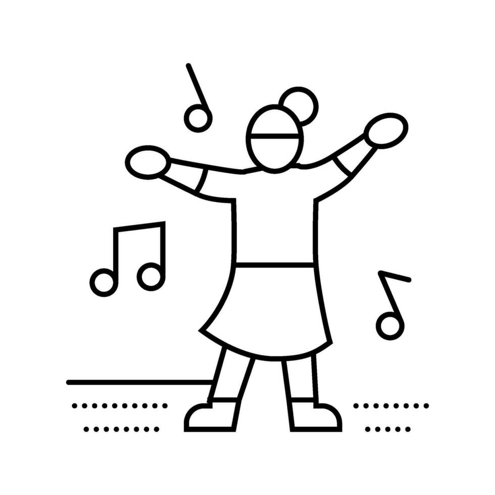 dança criança lazer linha ícone vetor ilustração