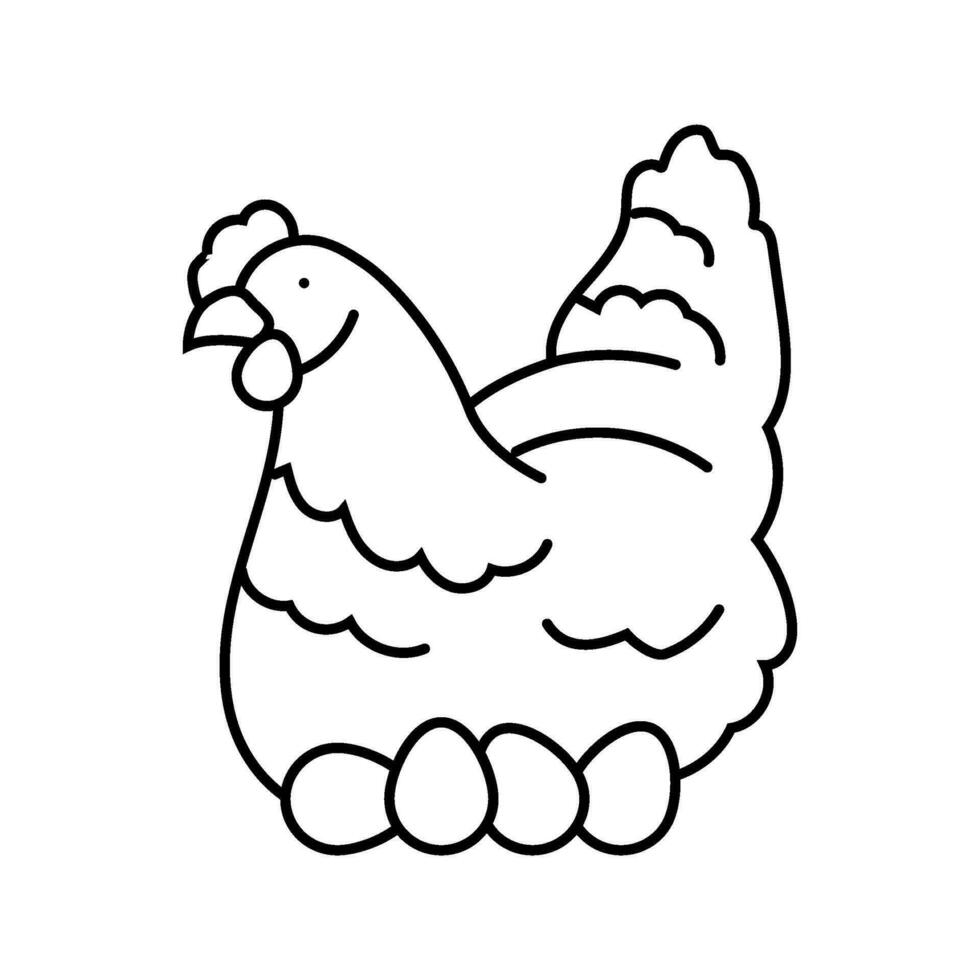 galinha ovo frango Fazenda Comida linha ícone vetor ilustração