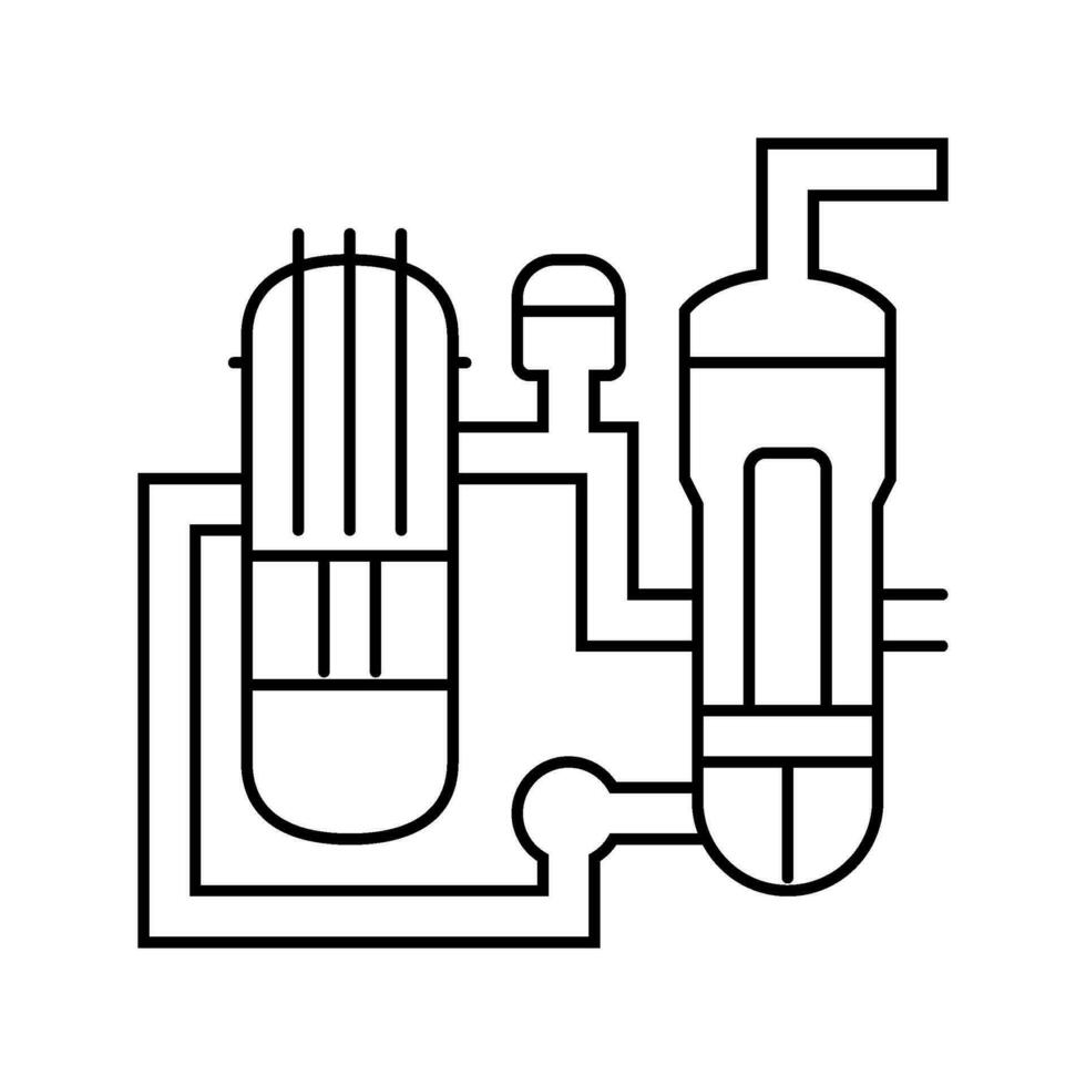 pressurizado água reator nuclear energia linha ícone vetor ilustração