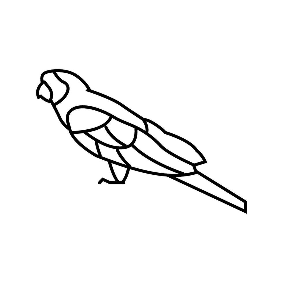 escarlate arara sentado papagaio pássaro linha ícone vetor ilustração