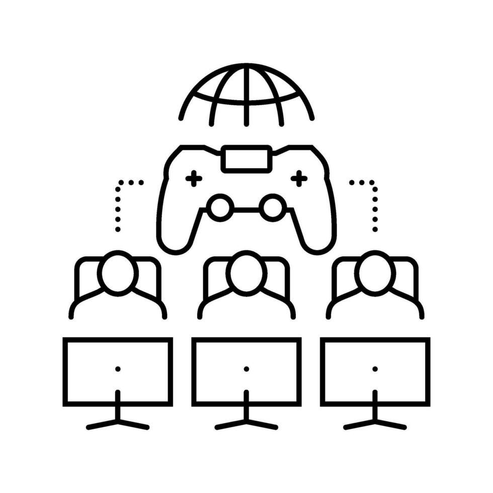 multiplayer jogos jogos desenvolvimento linha ícone vetor ilustração