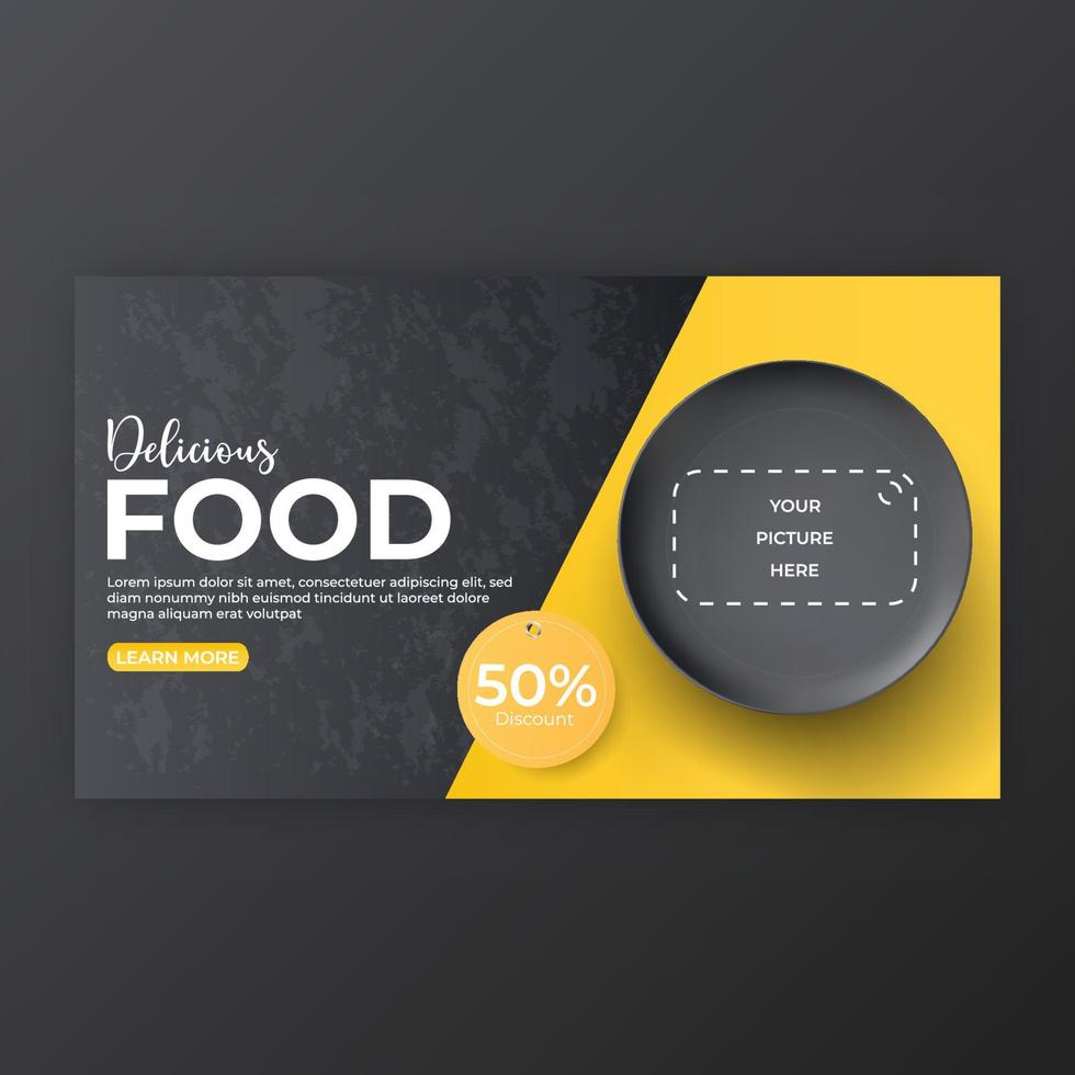 menu de comida e modelo de capa de mídia social de restaurante para promoção vetor