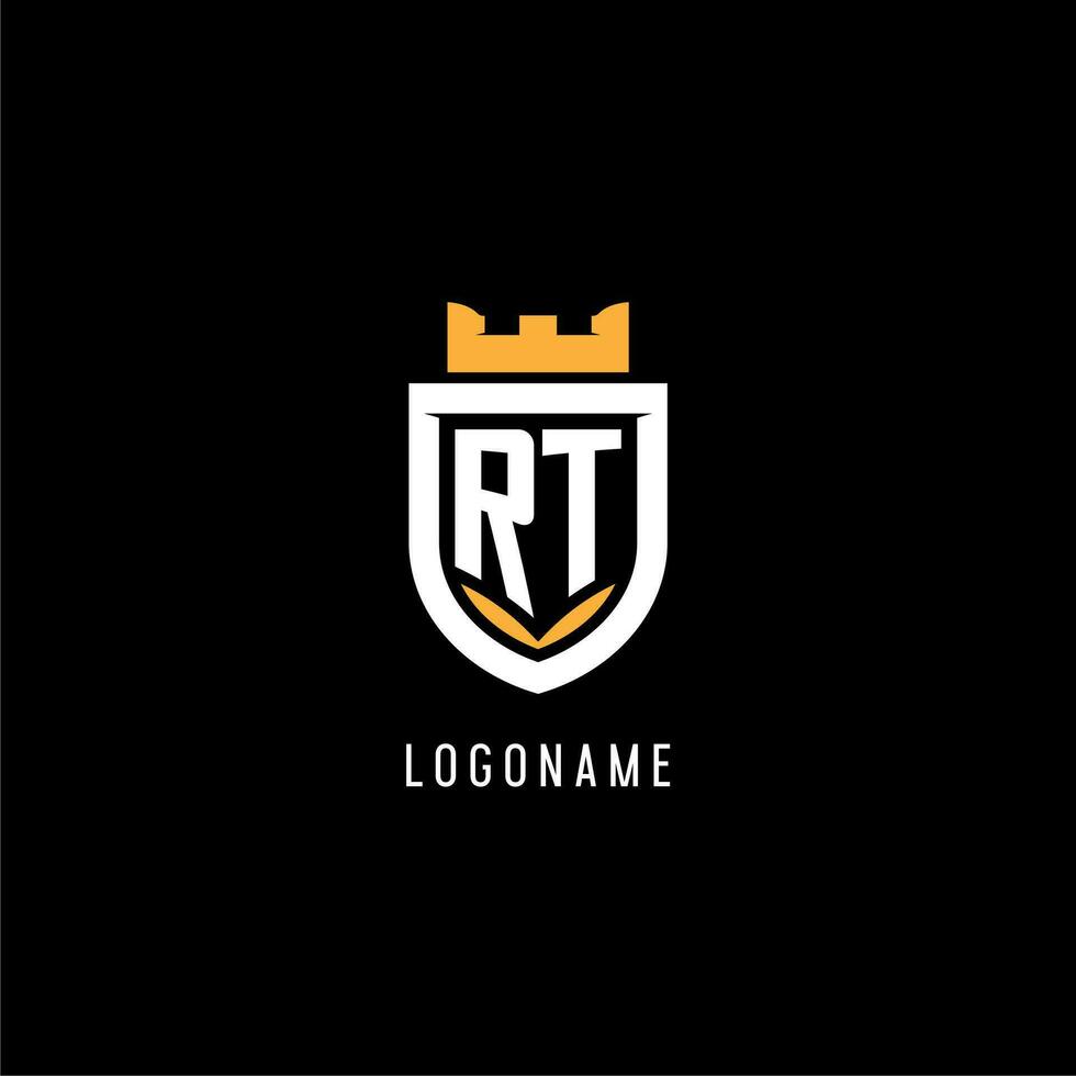 inicial rt logotipo com escudo, esport jogos logotipo monograma estilo vetor