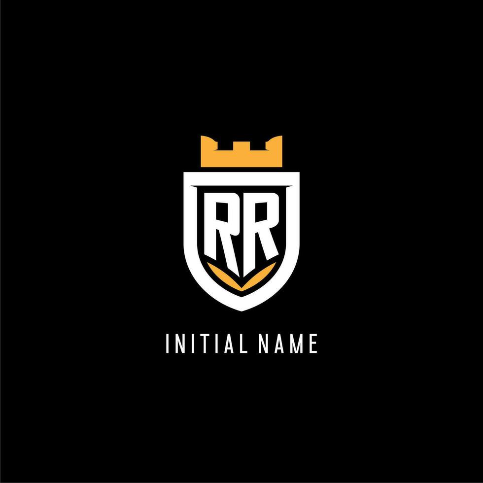 inicial rr logotipo com escudo, esport jogos logotipo monograma estilo vetor