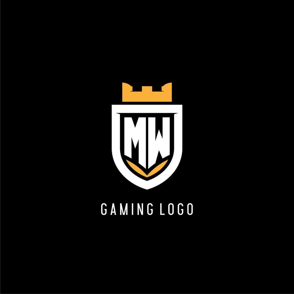 inicial mw logotipo com escudo, esport jogos logotipo monograma estilo vetor