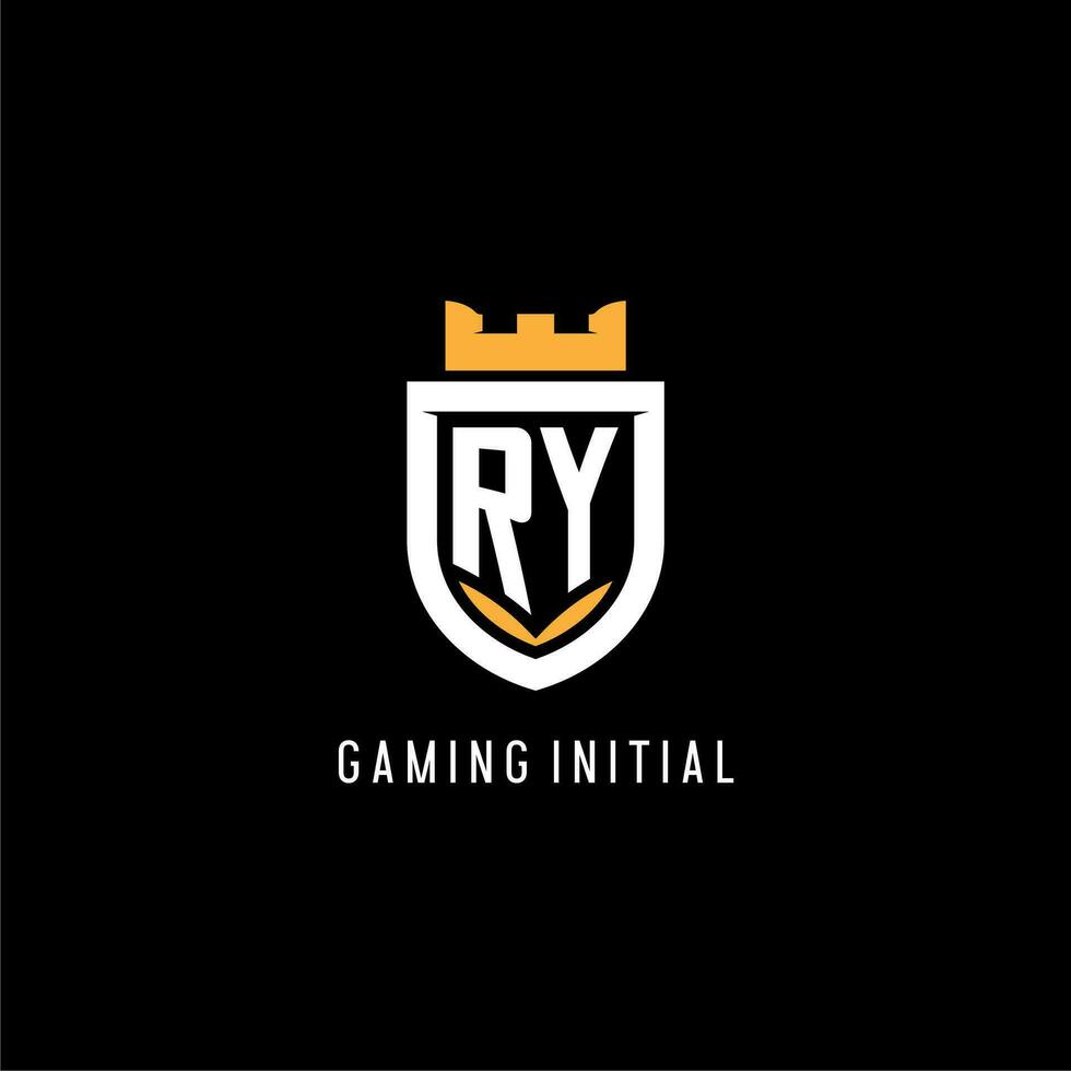 inicial ry logotipo com escudo, esport jogos logotipo monograma estilo vetor