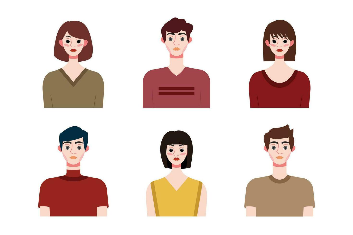 conjunto coleção do pessoas avatar Projeto. personagens para social meios de comunicação e rede, local na rede Internet, aplicativo projeto, desenvolvimento, do utilizador perfil, e do utilizador perfil ícones. vetor ilustração.