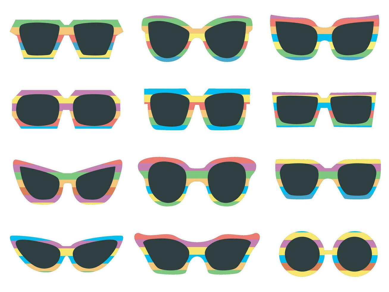 oculos de sol com arco Iris quadros conjunto vetor