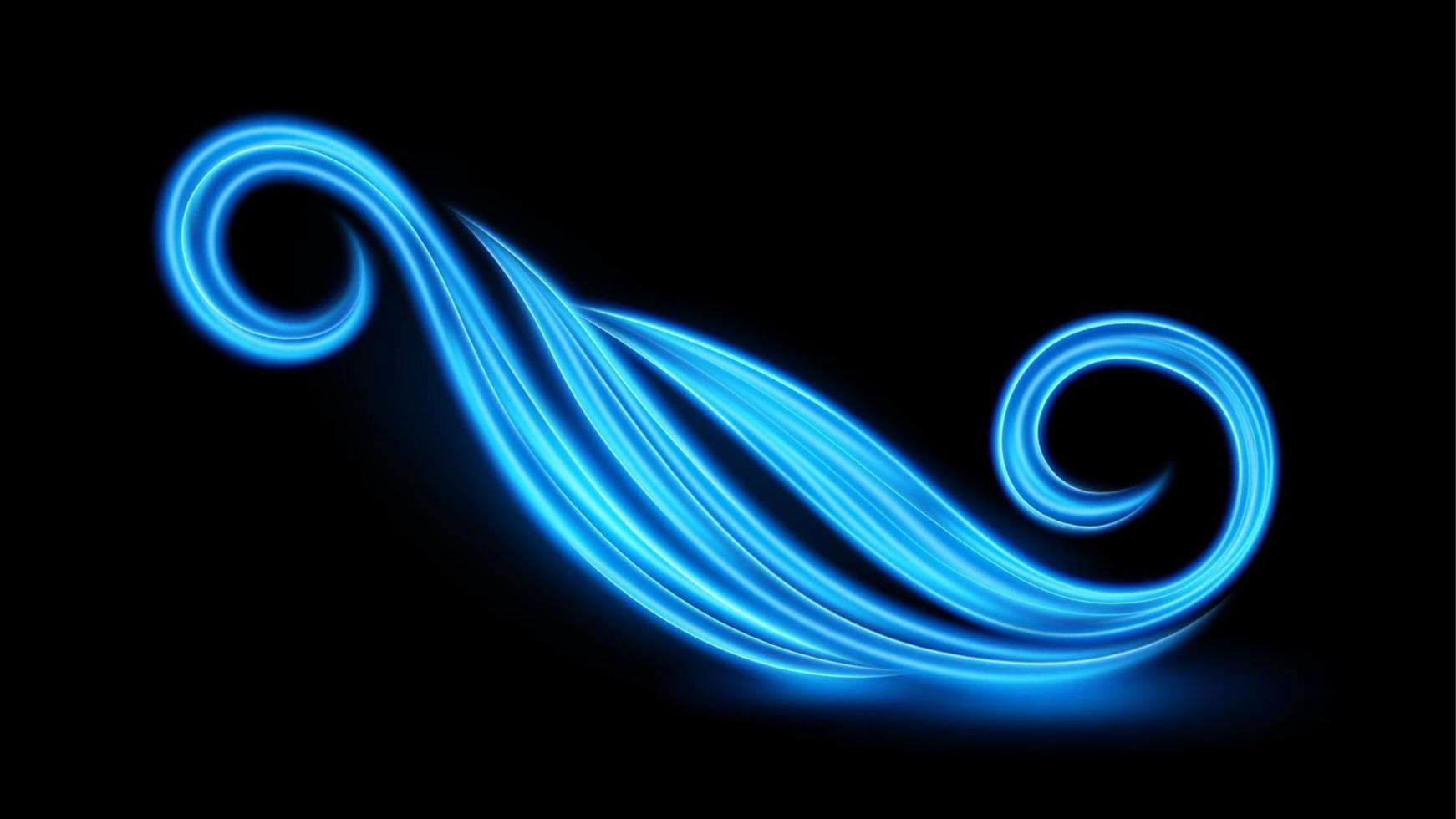 linha de luz ondulada azul abstrata com fundo preto, isolada e fácil de editar. ilustração vetorial vetor