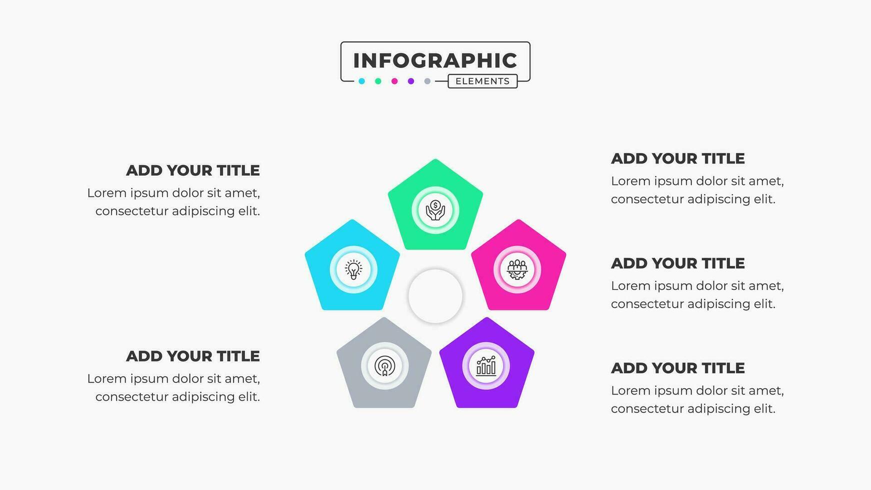 criativo o negócio infográfico apresentação modelo com 5 passos ou opções vetor