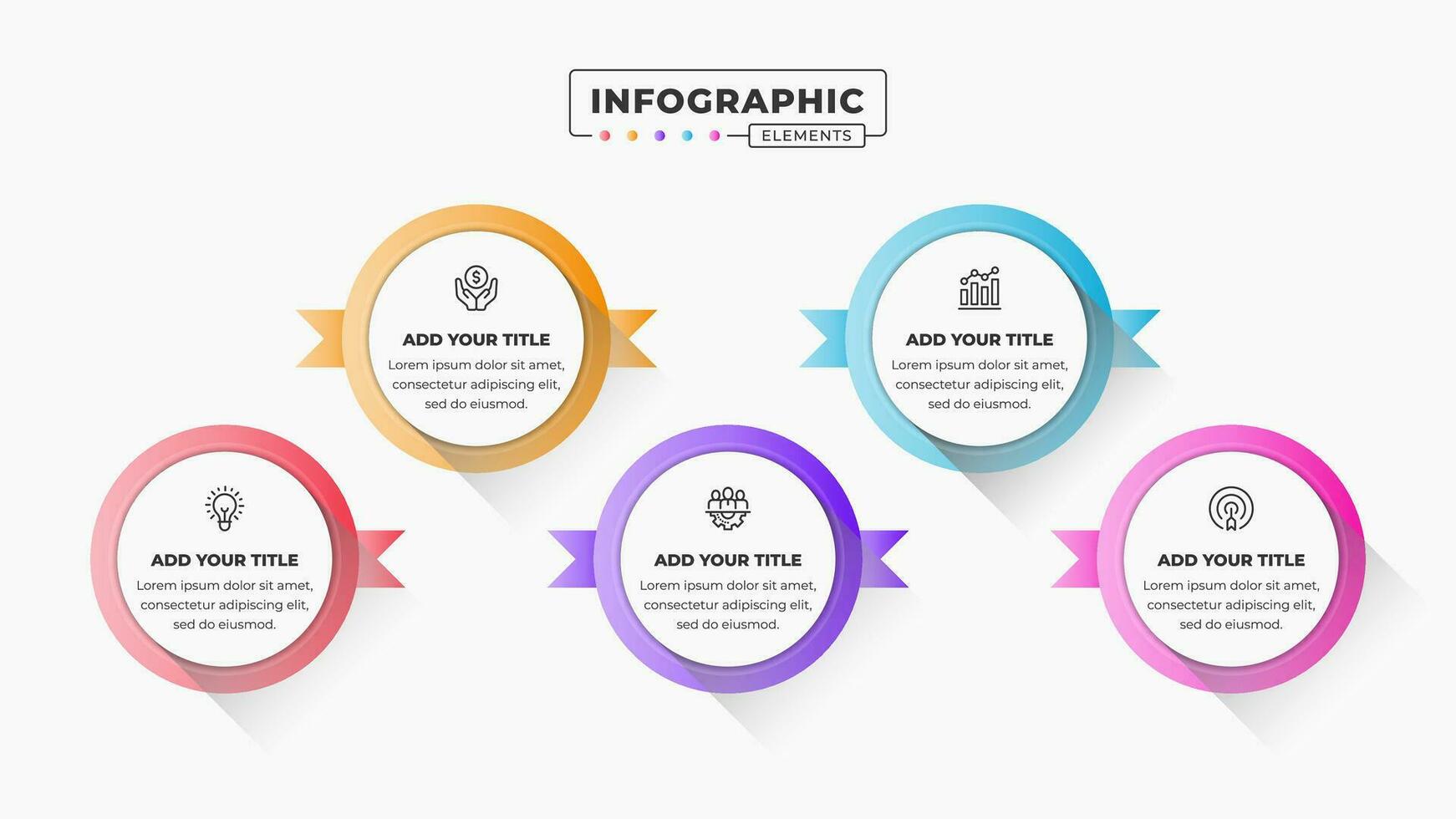 o negócio infográfico apresentação modelo com 5 passos ou opções vetor