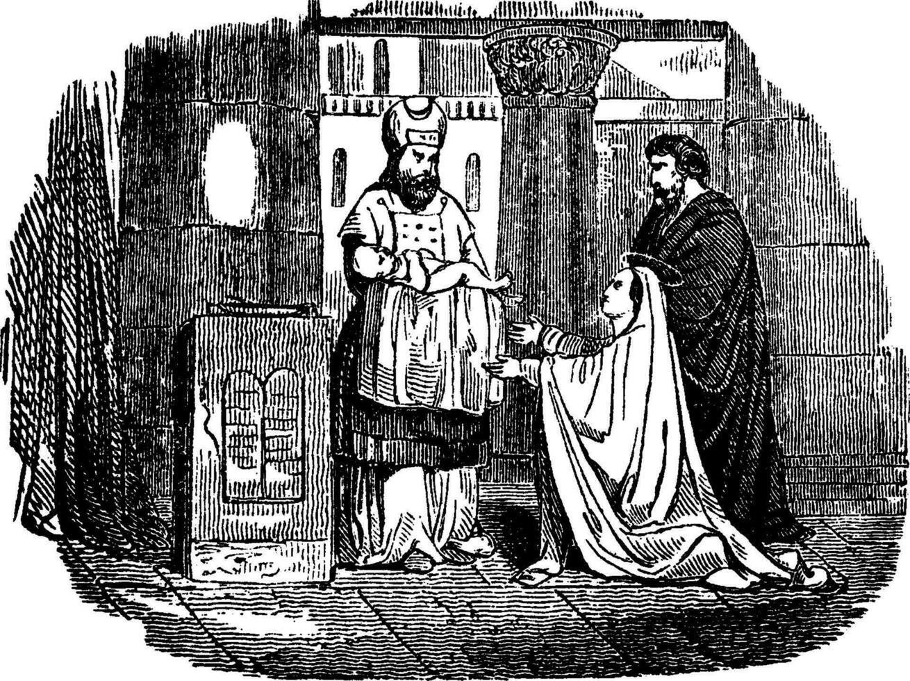 apresentação do Jesus dentro a têmpora vintage ilustração. vetor