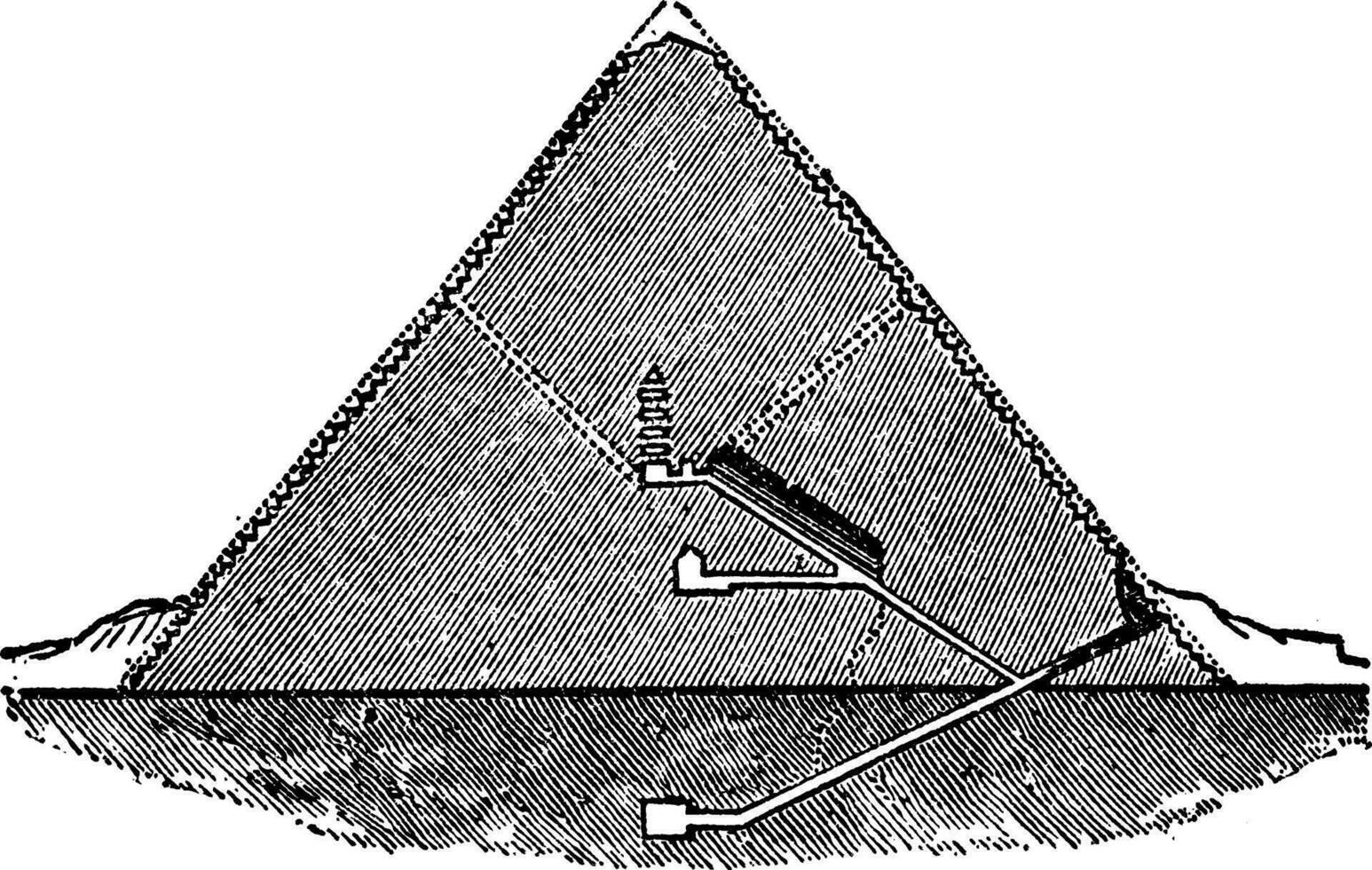 ótimo pirâmide seção, pirâmide do Quéops, vintage gravação. vetor