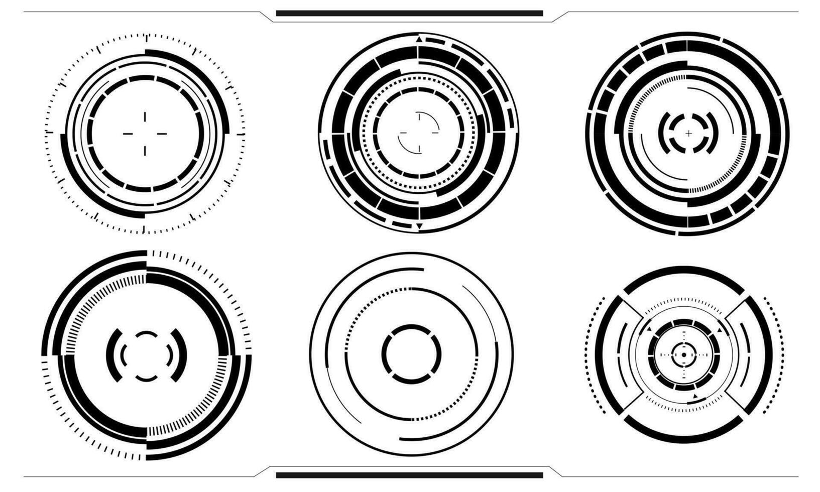conjunto do sci fi Preto círculo do utilizador interface elementos tecnologia futurista Projeto moderno criativo em branco fundo vetor