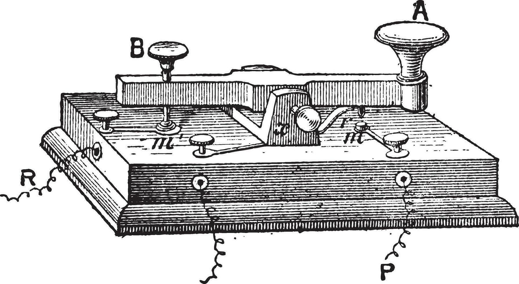 telégrafo, Morse chave, vintage gravação. vetor
