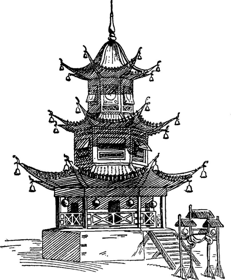 pagode, ilustração vintage. vetor