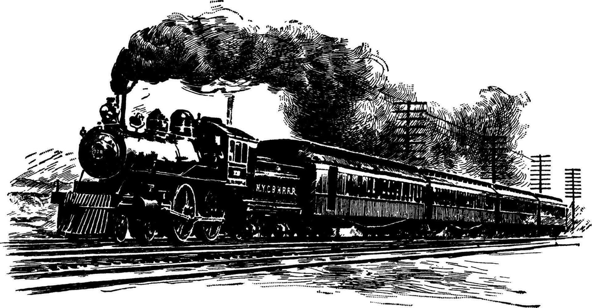 uma Ferrovia trem, vintage ilustração. vetor