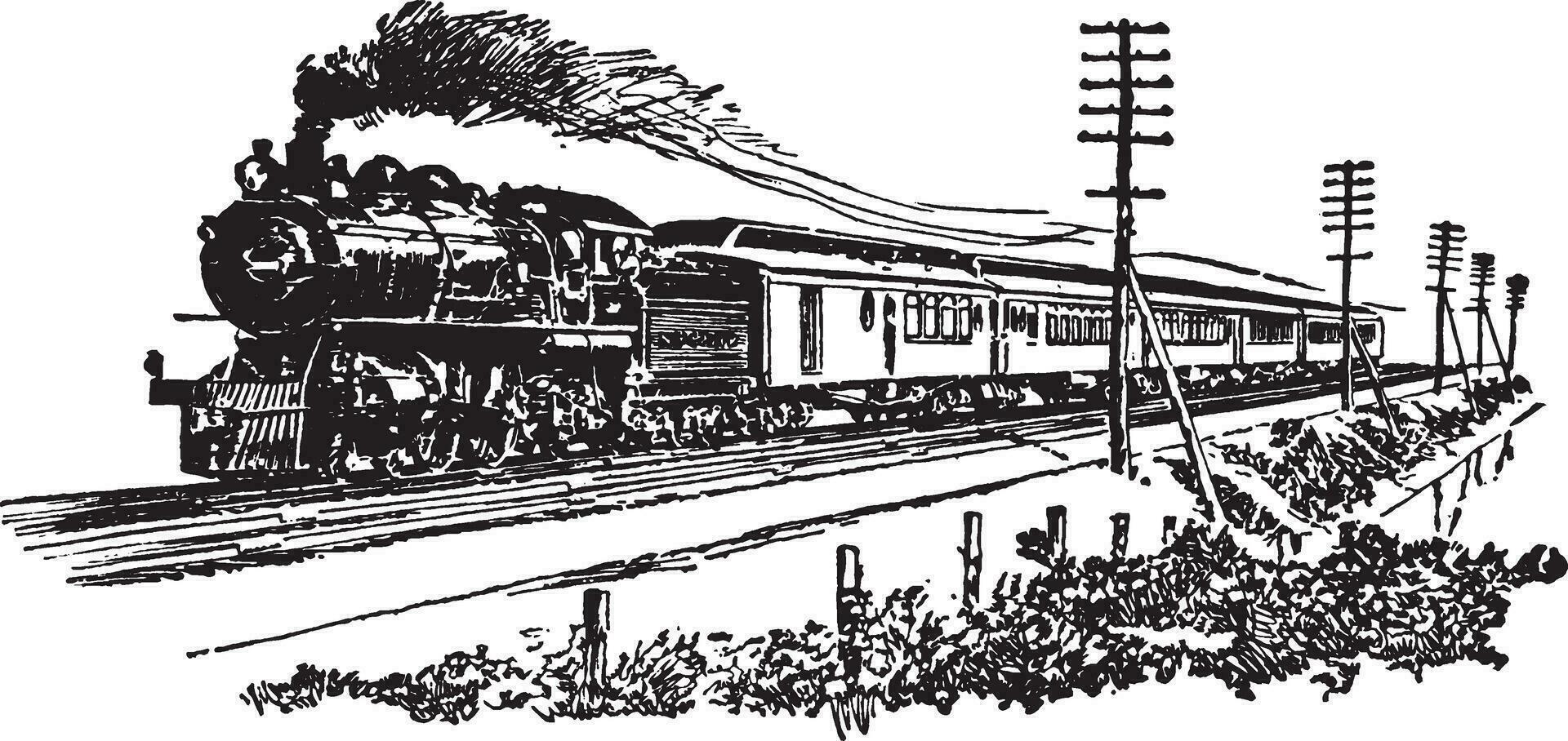 vigésimo século folheto trem, vintage ilustração. vetor