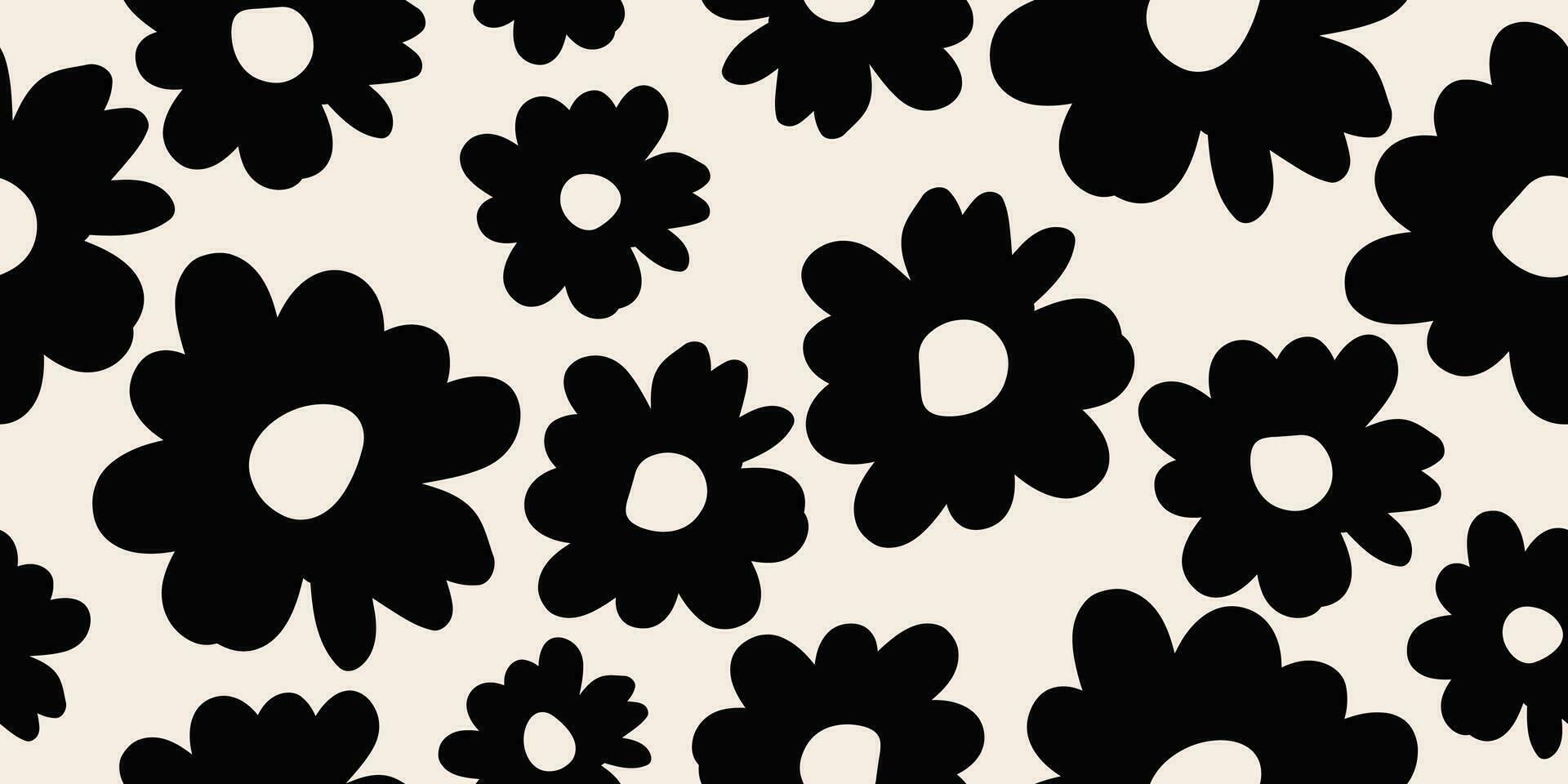 flor desatado fundo. minimalista abstrato floral padronizar. moderno impressão dentro Preto e branco fundo. ideal para têxtil projeto, papel de parede, capas, cartões, convites e cartazes. vetor