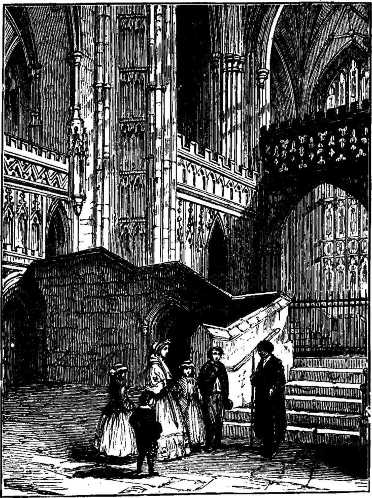 transepto do a martírio às Canterbury catedral, vintage ilustração. vetor