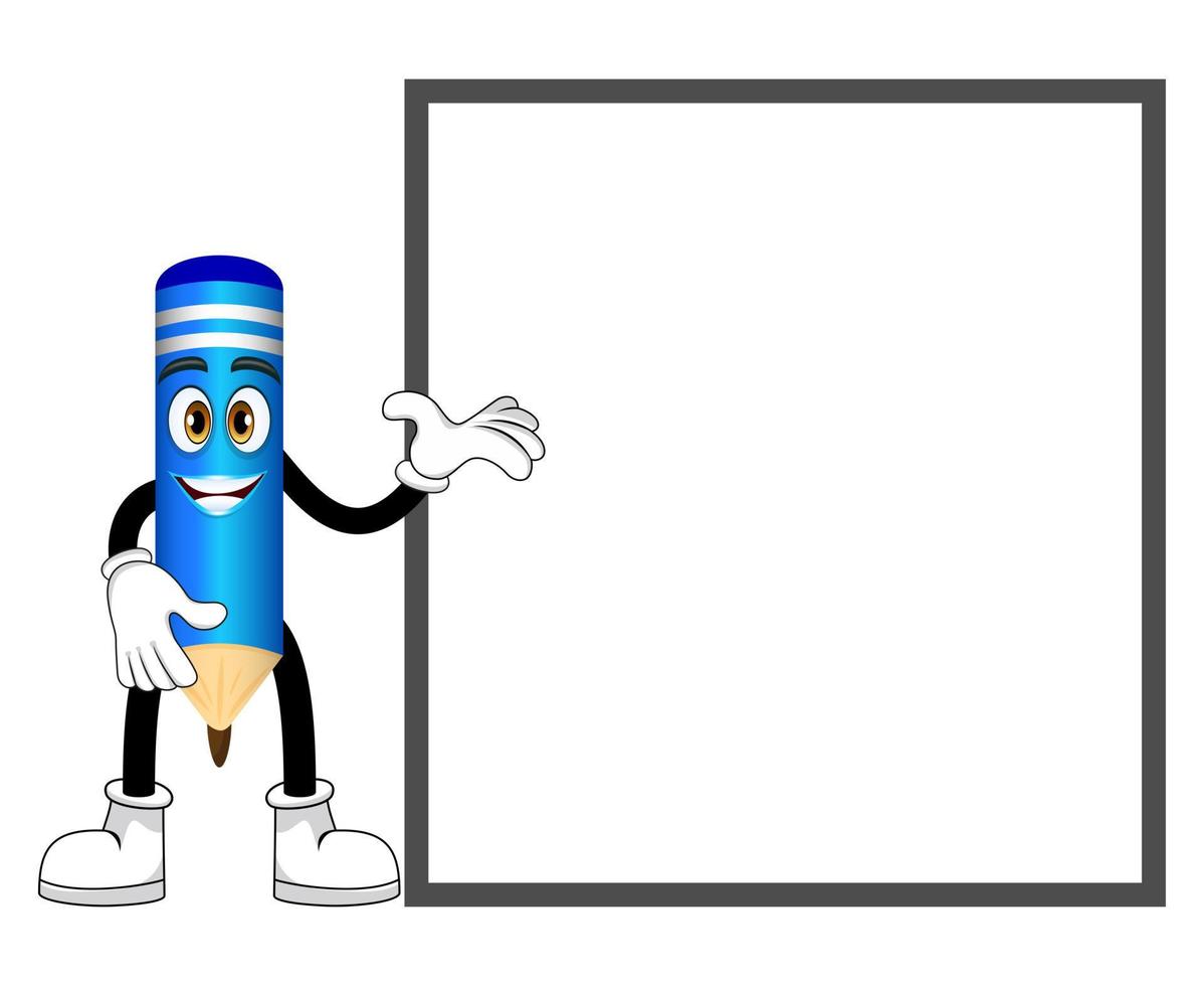 personagem de lápis feliz fofo mascote em pé, posando com uma expressão facial alegre isolada vetor