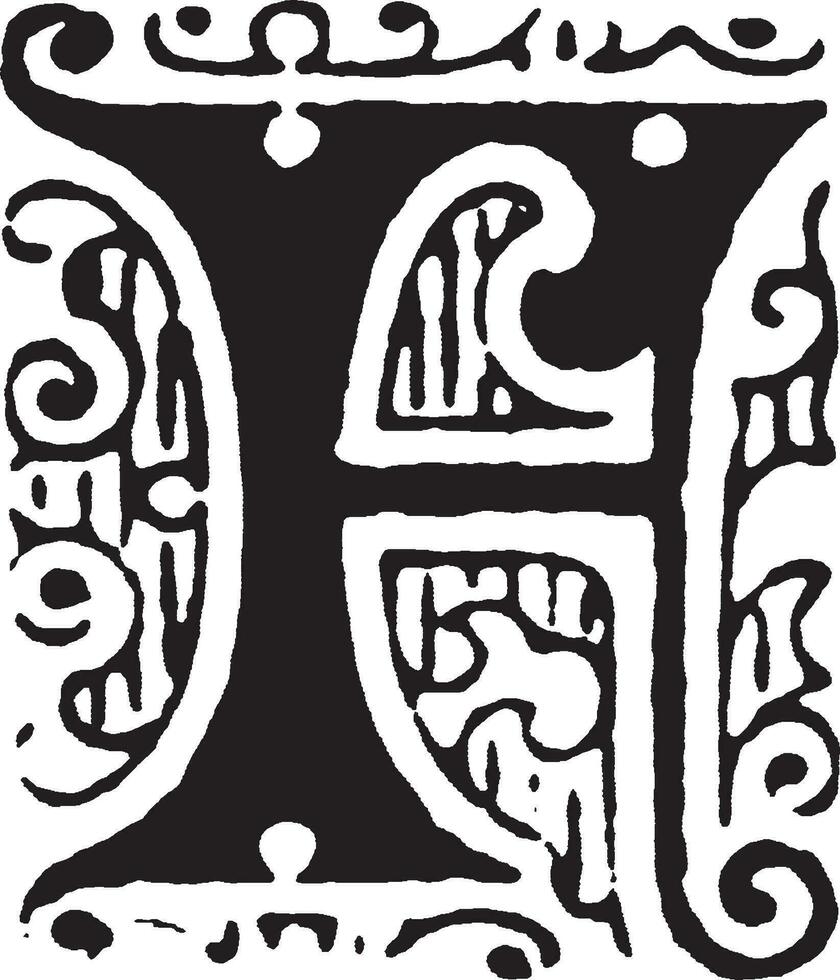 f, inicial ornamentada, ilustração vintage vetor