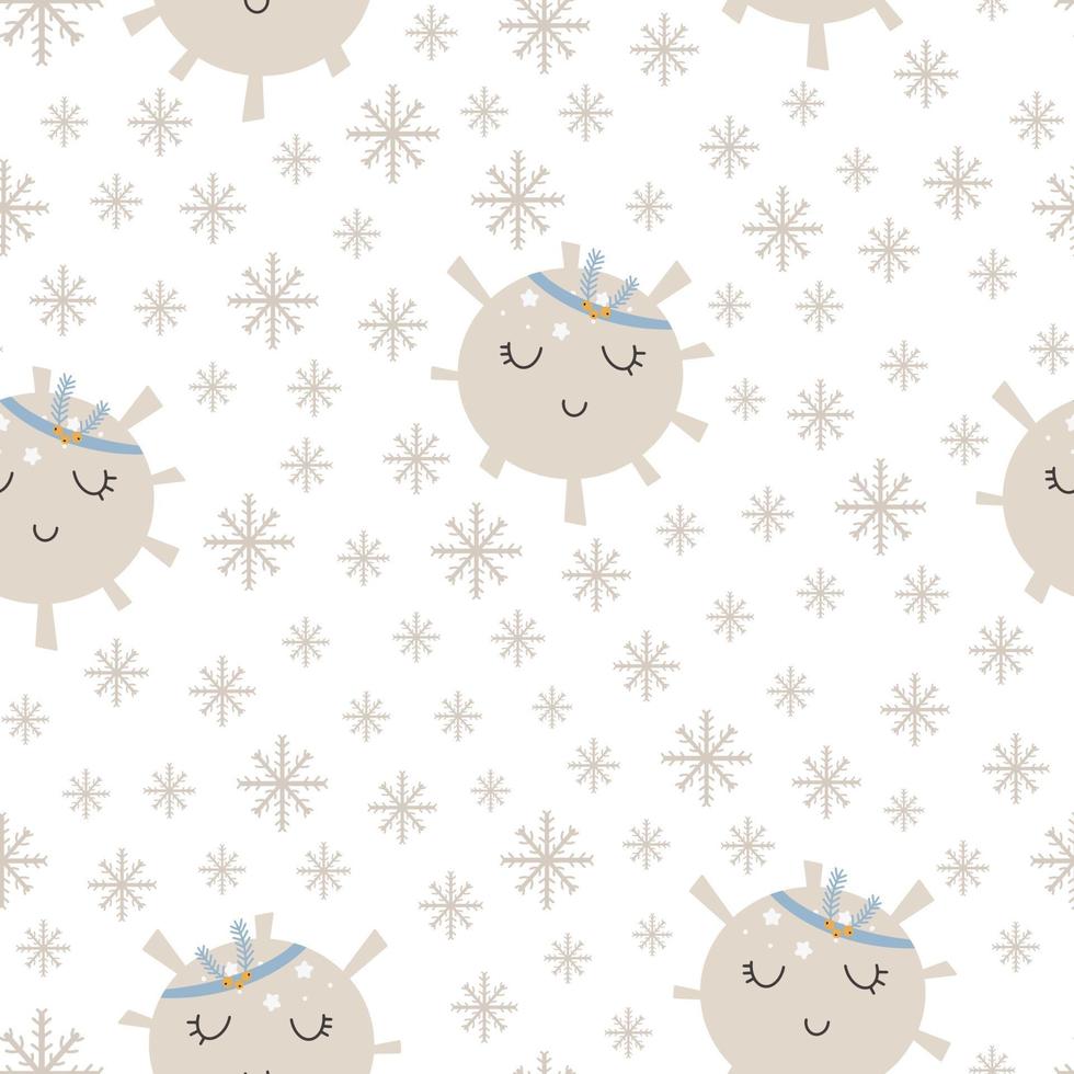 coleção de padrões de natal escandinavo mão desenhada impressão perfeita. ano novo, natal, textura de feriados para impressão, papel, design, tecido, plano de fundo. ilustração vetorial vetor