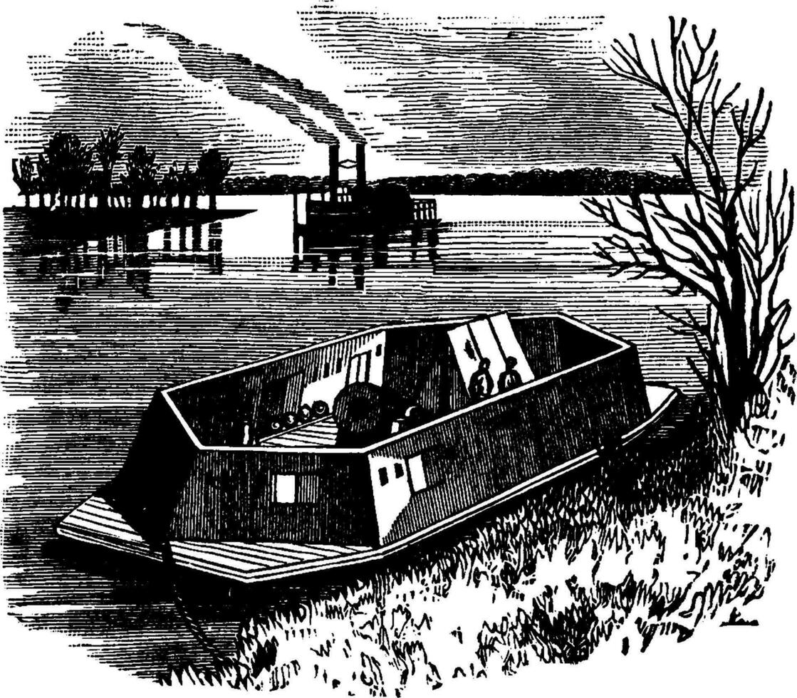 uma argamassa barco, vintage ilustração. vetor
