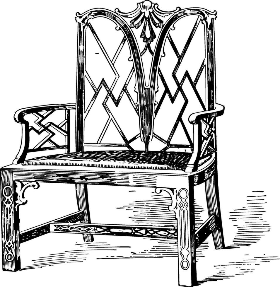 chippendale chinês cadeira vintage ilustração vetor
