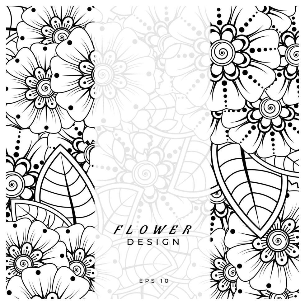 mehndi flor ornamento decorativo em estilo oriental étnico, ornamento de doodle, desenho de mão de contorno. página do livro para colorir. vetor