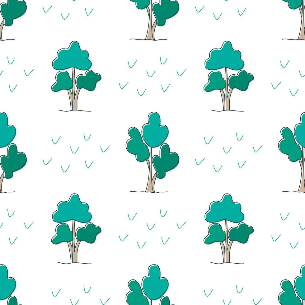 árvores dentro desenho animado estilo desatado padronizar vetor