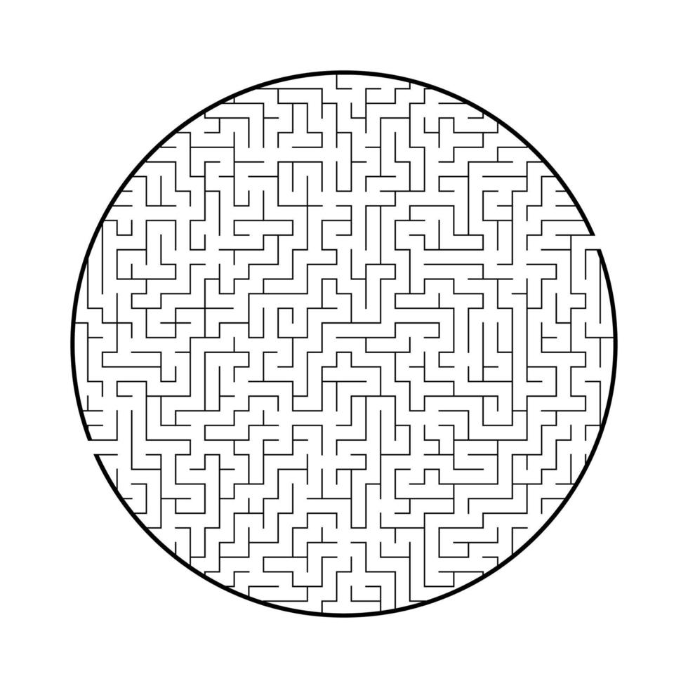 difícil labirinto redondo grande. jogo para crianças e adultos. quebra-cabeça para crianças. enigma do labirinto. ilustração em vetor plana isolada no fundo branco.