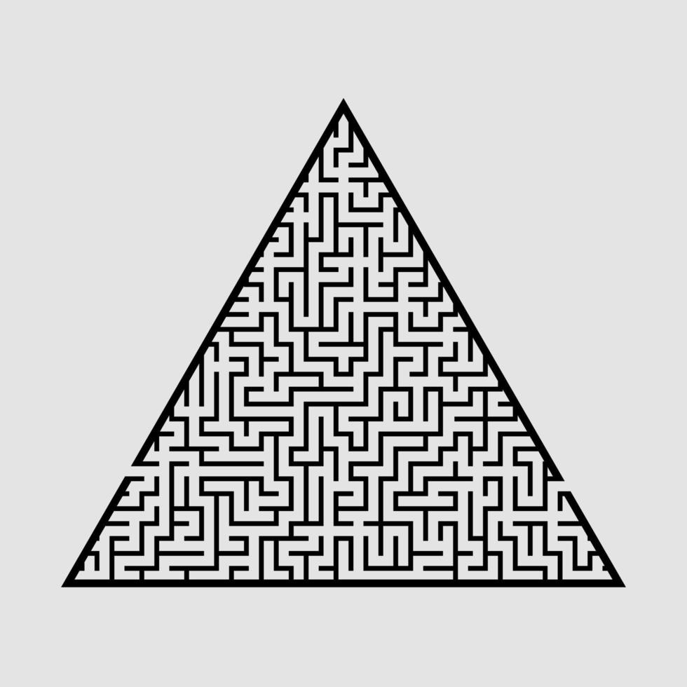 complicado labirinto triangular grande. jogo para crianças e adultos. quebra-cabeça para crianças. enigma do labirinto. ilustração em vetor plana isolada em fundo cinza.