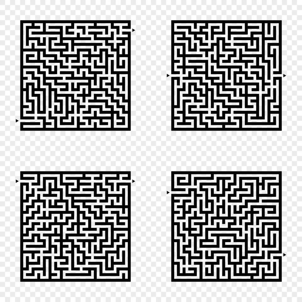 um conjunto de labirintos. jogo para crianças. quebra-cabeça para crianças. enigma do labirinto. ilustração vetorial plana. vetor