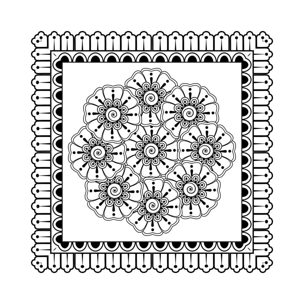 flor mehndi para henna, mehndi, tatuagem, decoração, página de livro para colorir. vetor