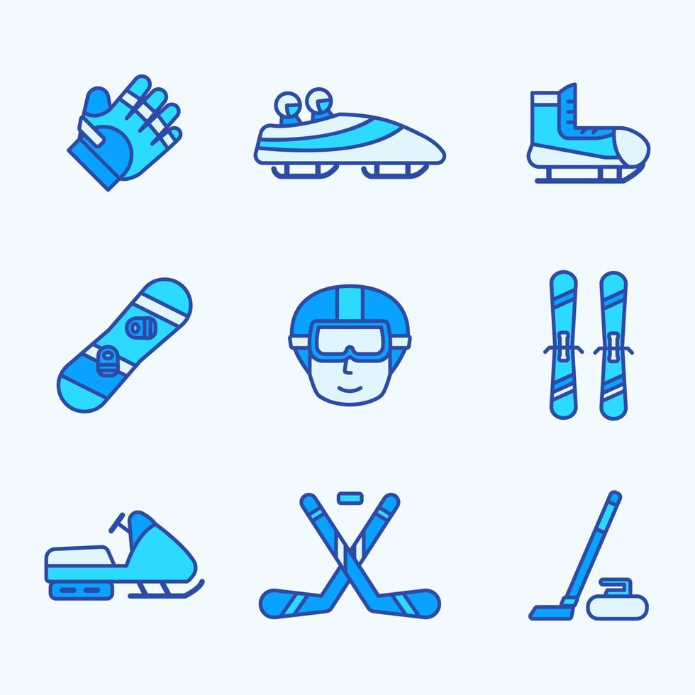 coleção de ícones de esportes de inverno vetor
