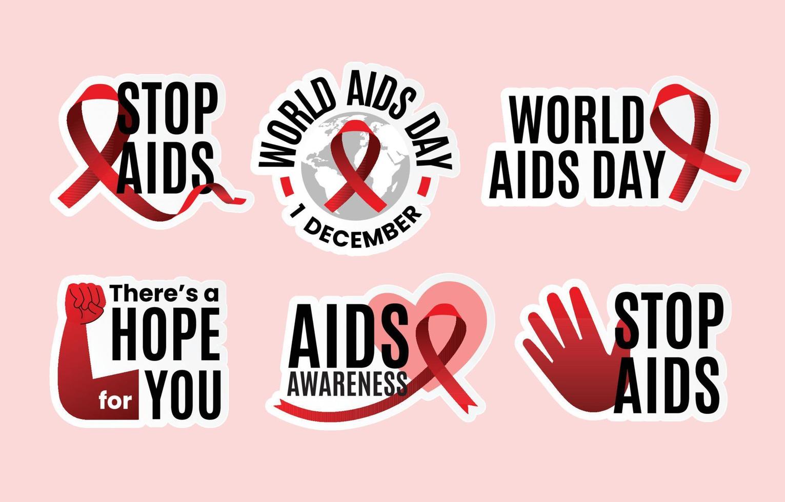 coleção de adesivos do dia mundial da aids vetor
