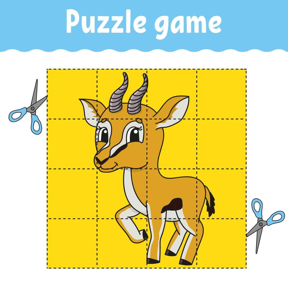 jogo de puzzle para educação infantil. planilha de desenvolvimento educacional. jogo para crianças. página de atividades. quebra-cabeça para crianças. enigma para a pré-escola. ilustração em vetor plana isolada simples no estilo bonito dos desenhos animados.